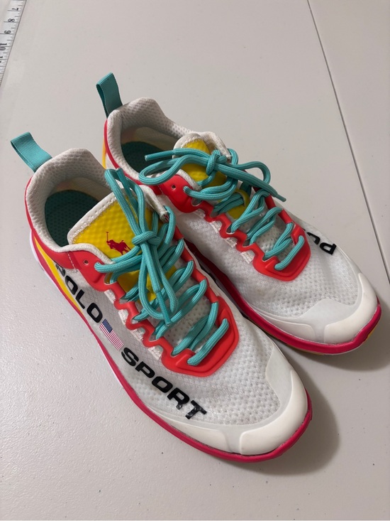 Polo Ralph Lauren Shoes - Ralph Lauren Polo Sport Womens 8.5 Tech Racer Athletic Shoes Yellow Coral Retro